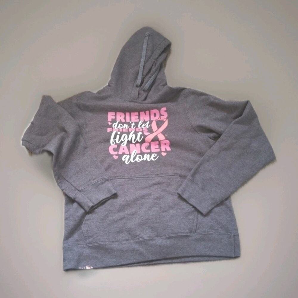 Breast Cancer Awareness Gray And Pink Ribbon Lightweight Hoodie Small